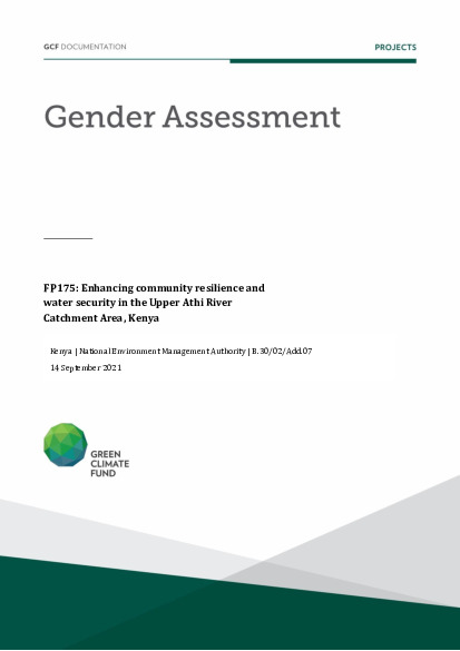 Document cover for Gender assessment for FP175: Enhancing community resilience and water security in the Upper Athi River Catchment Area, Kenya