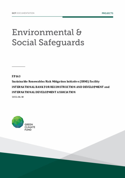 Document cover for  Environmental and social safeguards (ESS) report for FP163: Sustainable Renewables Risk Mitigation Initiative (SRMI) Facility (Uzbekistan)
