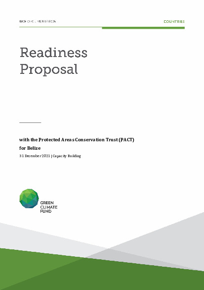 Document cover for Enhancing Access for Climate Finance Opportunities, through pre accreditation support to Belize Social Investment Fund (BSIF) and Ministry of Economic Development-Belize and technical support for Belize National Protected Areas System (BNPAS) Entities, Belize