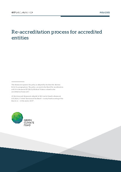 Document cover for Re-accreditation process for Accredited Entities