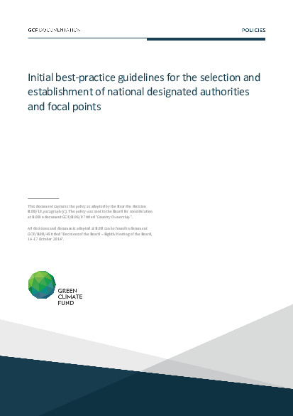 Document cover for Initial best-practice guidelines for the selection and establishment of national designated authorities and focal points