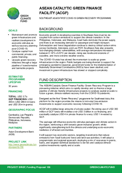 Document cover for ASEAN Catalytic Green Finance Facility (ACGF)