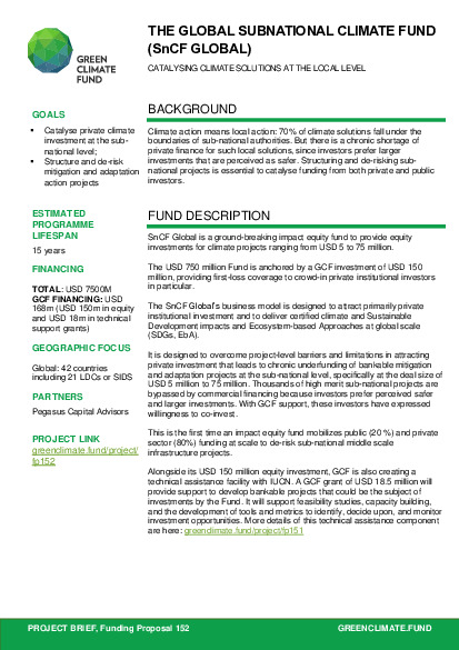 Document cover for The Global Subnational Climate Fund (SnCF GLOBAL)