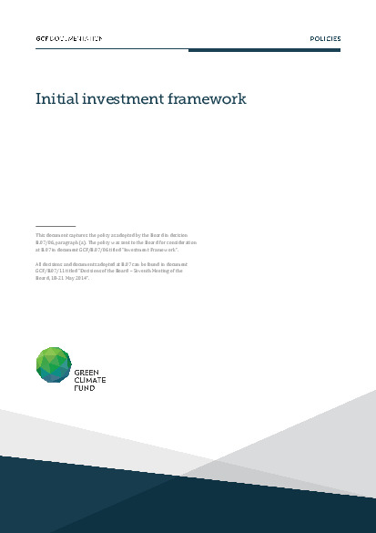 Document cover for Investment framework for IRM