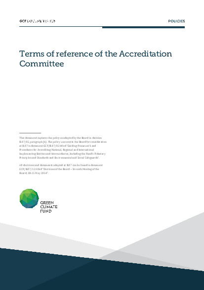 Document cover for Terms of reference of the Accreditation Committee