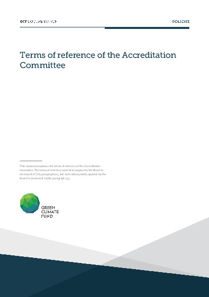 Document cover for Terms of reference of the Accreditation Committee