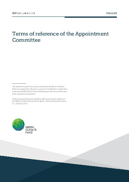 Document cover for Terms of reference of the Appointment Committee