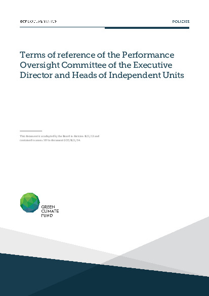 Document cover for Terms of reference of the Performance Oversight Committee of the Executive Director and Heads of Independent Units