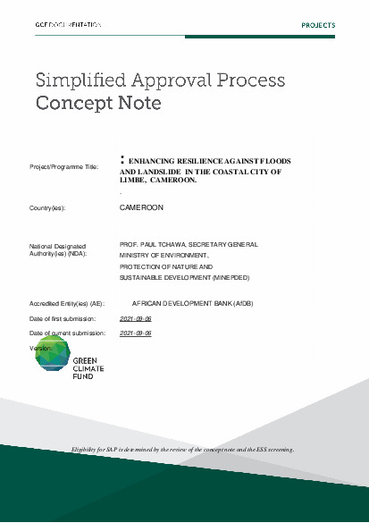 Document cover for Enhancing resilience against floods and landslide in the coastal city of Limbe, Cameroon