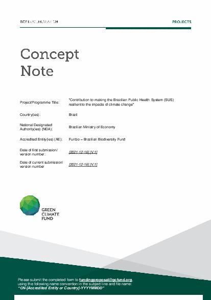 Document cover for Contribution to making the Brazilian Public Health System (SUS) resilient to the impacts of climate change