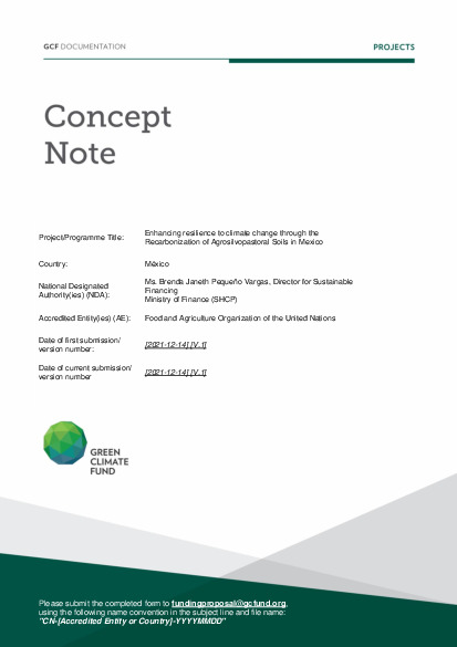 Document cover for Enhancing resilience to climate change through the Recarbonization of Agrosilvopastoral Soils in Mexico