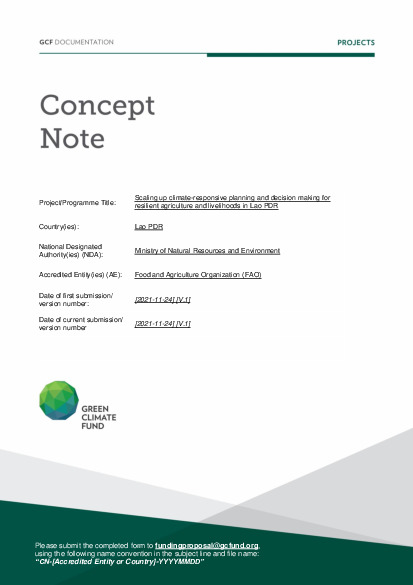 Document cover for Scaling up climate-responsive planning and decision making for resilient agriculture and livelihoods in Lao PDR