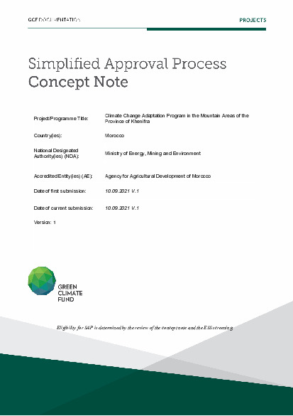 Document cover for Climate Change Adaptation Program in the Mountain Areas of the Province of Khenifra