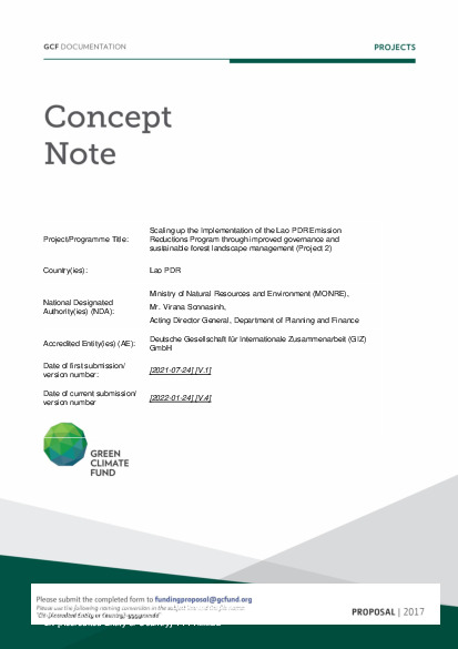 Download Scaling up the Implementation of the LAO PDR Emission Reductions Program through improved governance and sustainable forest landscape management (Project 2) Document cover for Scaling up the Implementation of the LAO PDR Emission Reductions Program through improved governance and sustainable forest landscape management (Project 2)