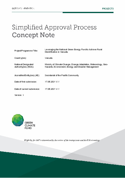 Document cover for Leveraging the National Green Energy Fund to Achieve Rural Electrification in Vanuatu