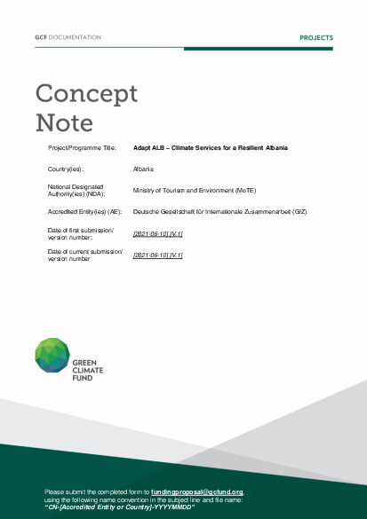 Document cover for Adapt ALB – Climate Services for a Resilient Albania