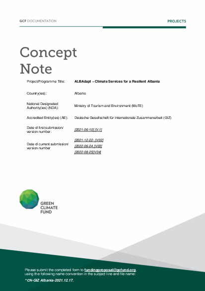 Document cover for Adapt ALB – Climate Services for a Resilient Albania