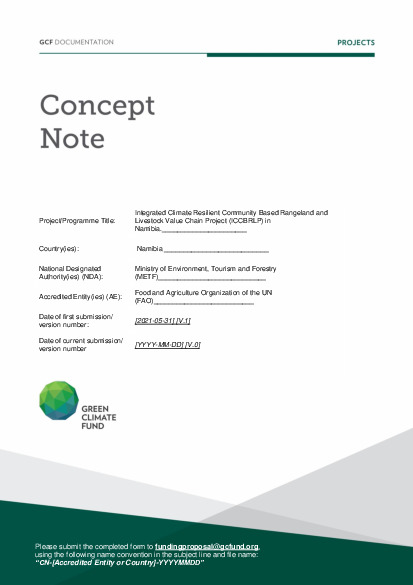 Document cover for Integrated Climate Resilient Community Based Rangeland and Livestock Value Chain Project (ICCBRLP) in Namibia