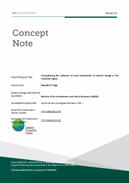 Document cover for Strengthening the resilience of rural communities to climate change in the Savannah region