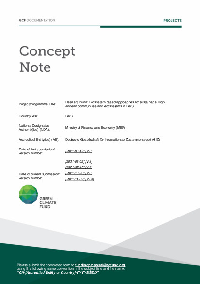 Document cover for Resilient Puna: Nature-based climate solutions for sustainable high Andean communities and ecosystems in Peru