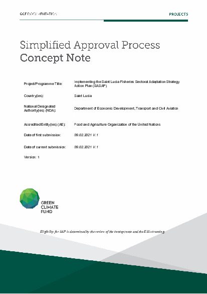 Document cover for Implementing the Saint Lucia Fisheries Sectoral Adaptation Strategy Action Plan (SASAP)