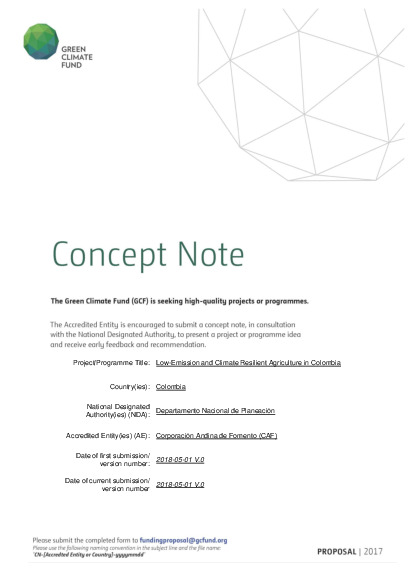 Document cover for Low-Emission and Climate Resilient Agriculture in Colombia