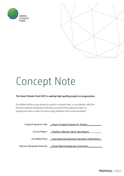 Document cover for Bhutan Green Transport Program