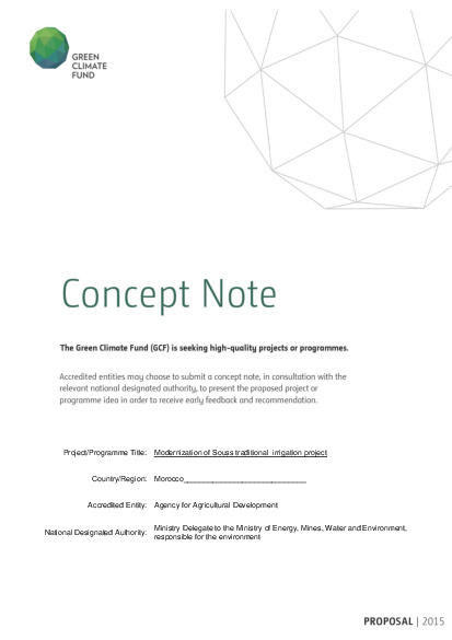 Document cover for Development of an integrated, sustainable and resilient agricultural project to climate change in the Souss valley