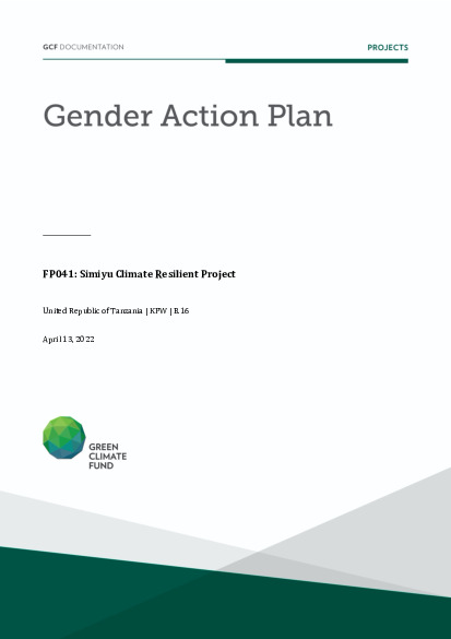 Document cover for Gender action plan for FP041: Simiyu Climate Resilient Project