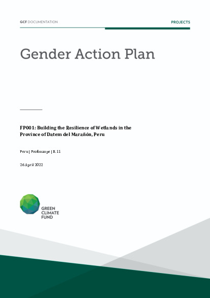 Document cover for Gender action plan for FP001: Building the Resilience of Wetlands in the Province of Datem del Marañón, Peru
