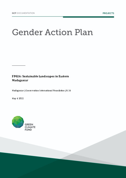 Document cover for Gender action plan for FP026: Sustainable Landscapes in Eastern Madagascar