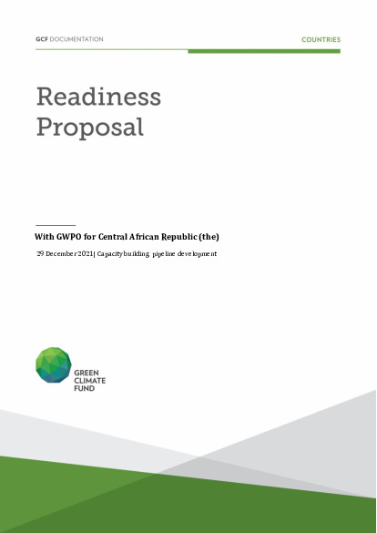 Document cover for Advancing the CAR Country Programme by supporting the NDA and country stakeholders in programme development for climate finance