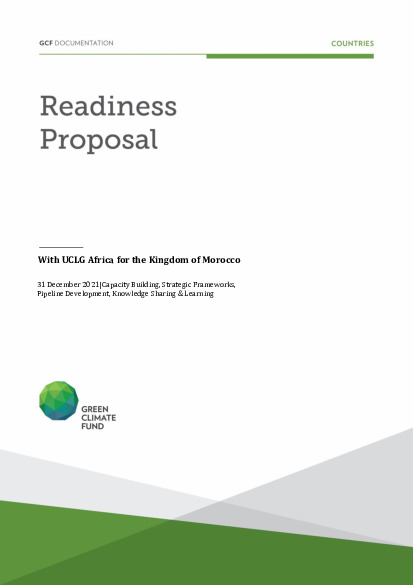 Document cover for Capacity strengthening of UCLG Africa applying for Direct Access modality and pipeline development to implement NDCs at territorial level in Morocco