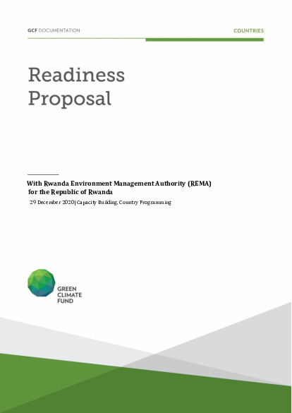 Document cover for Strengthening Rwanda's capacity to access GCF Funds through the assessment of readiness needs, updating country programme, capacitating national stakeholders and renewal of DAE accreditation