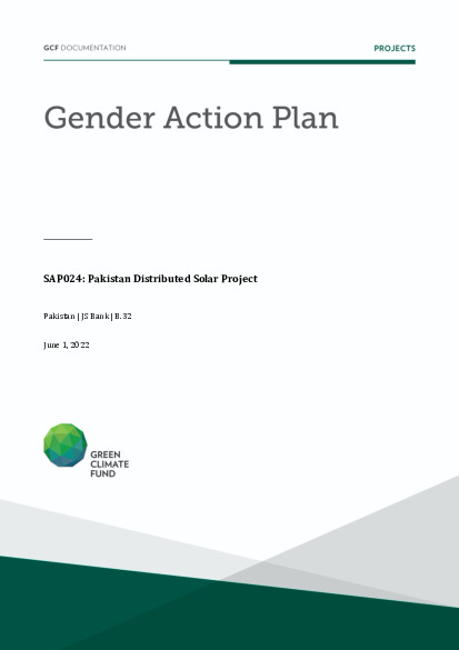 Document cover for Gender action plan for SAP024: Pakistan Distributed Solar Project