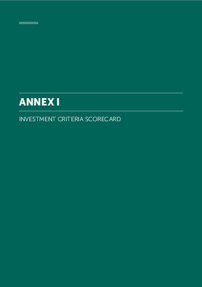 Document cover for Annex I: Investment Criteria Scorecard Tool