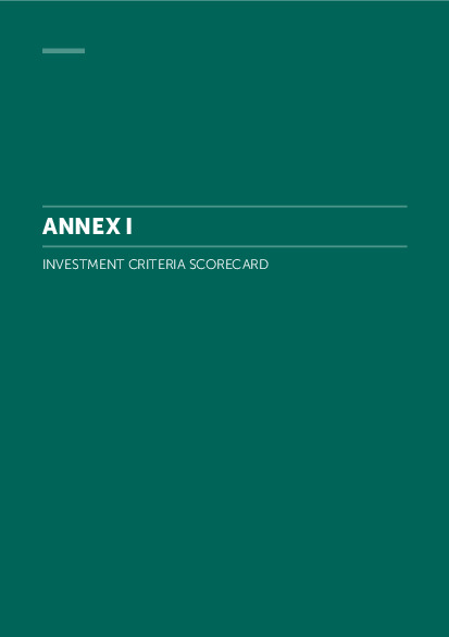 Download Annex I: Investment Criteria Scorecard Tool Document cover for Annex I: Investment Criteria Scorecard Tool