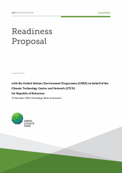 Document cover for Update the technology needs assessment and develop a technology road map for prioritized technologies to address climate change challenges in the most critical sectors of the economy