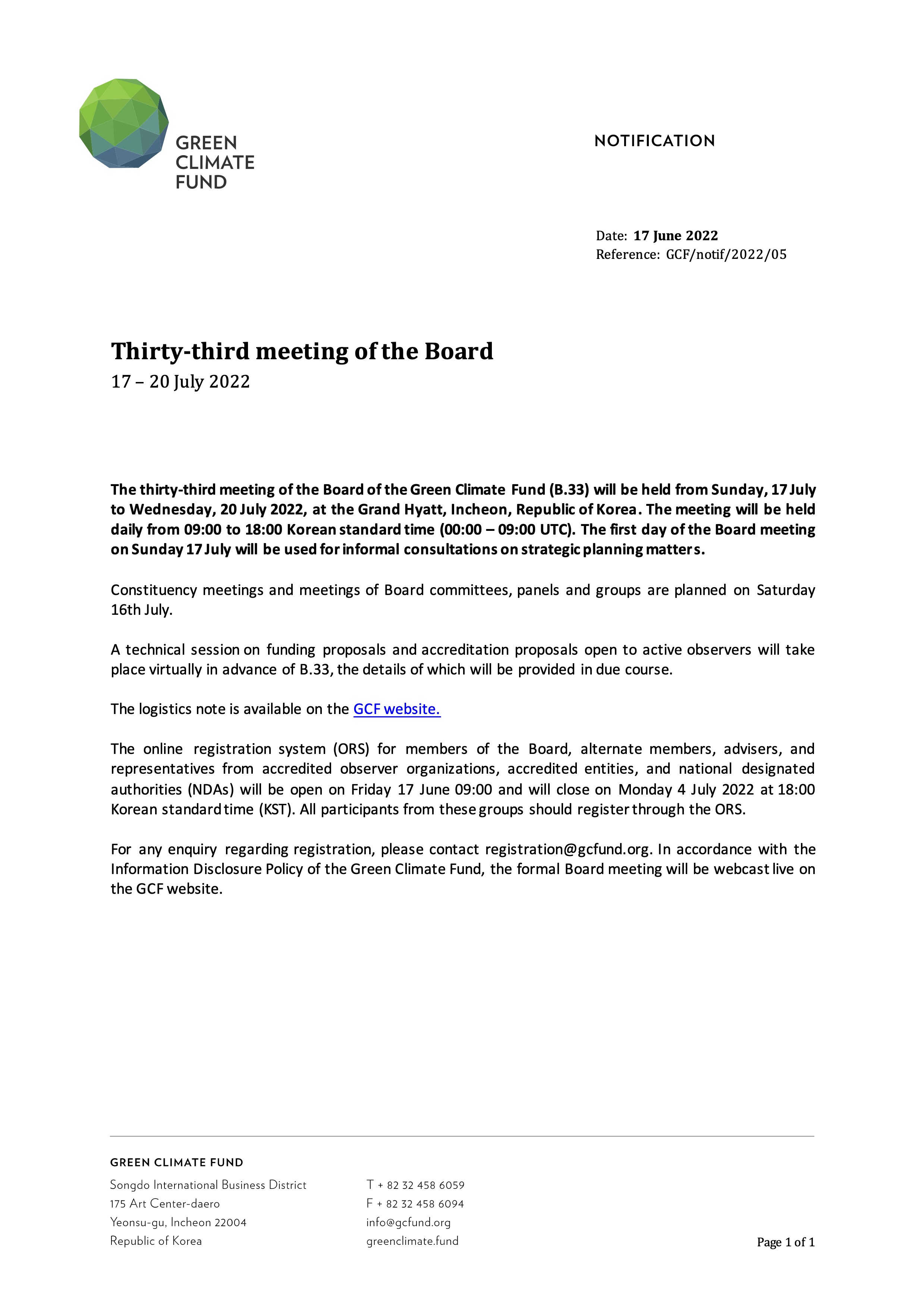 Document cover for Thirty-third meeting of the Board