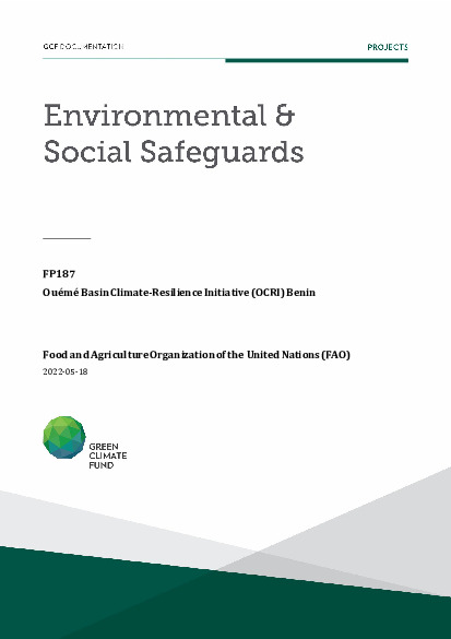 Document cover for Environmental and social safeguards (ESS) report for FP187: Ouémé Basin Climate-Resilience Initiative (OCRI) Benin