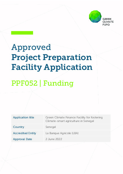 Document cover for Green Climate Finance Facility for fostering Climate-smart agriculture in Senegal