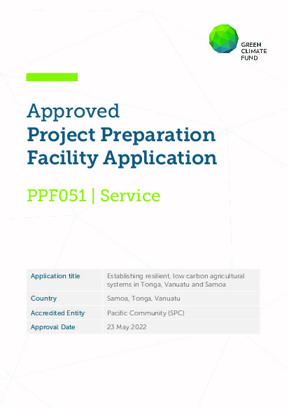 Document cover for Establishing resilient, low carbon agricultural systems in Tonga, Vanuatu and Samoa