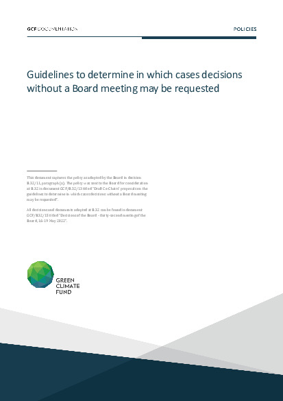 Document cover for Guidelines to determine in which cases decisions without a Board meeting may be requested
