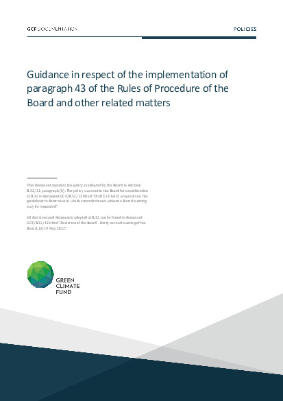 Document cover for Guidance in respect of the implementation of paragraph 43 of the Rules of Procedure of the Board and other related matters