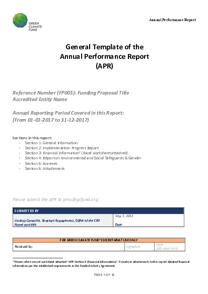 Document cover for 2017 Annual Performance Report for FP005: KawiSafi Ventures Fund