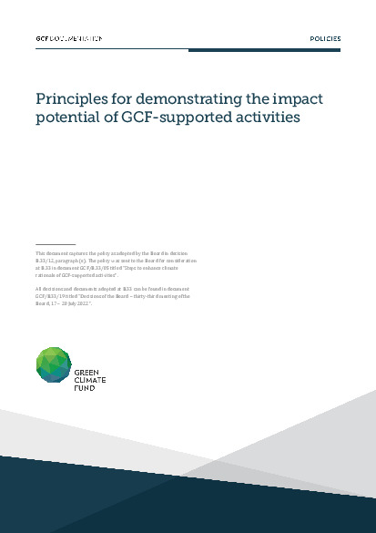 Document cover for Principles for demonstrating the impact potential of GCF-supported activities
