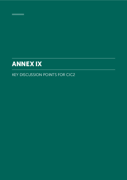 Document cover for Annex IX: Key discussion points for CIC2