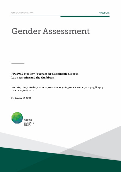 Document cover for Gender assessment for FP189: E-Mobility Program for Sustainable Cities in Latin America and the Caribbean