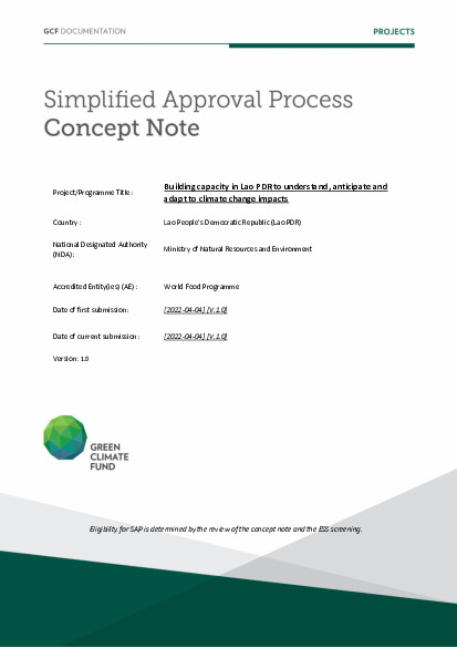 Document cover for Building capacity in Lao PDR to understand, anticipate and adapt to climate change impacts