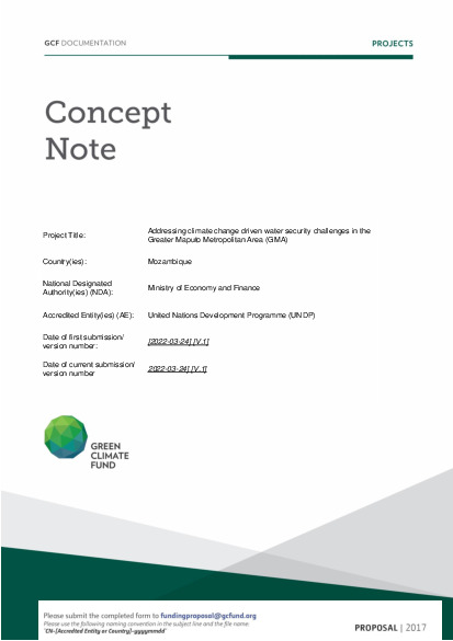 Document cover for Addressing climate change driven water security challenges in the Greater Maputo Metropolitan Area (GMA)